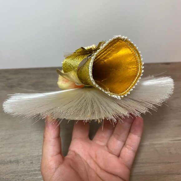 Vintage Angel Tree Topper Cute Pixie Gold Christmas Xmas Holiday Ornament - Picture 4 of 4